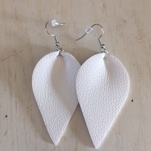 BOGO! White faux leather leaf earrings